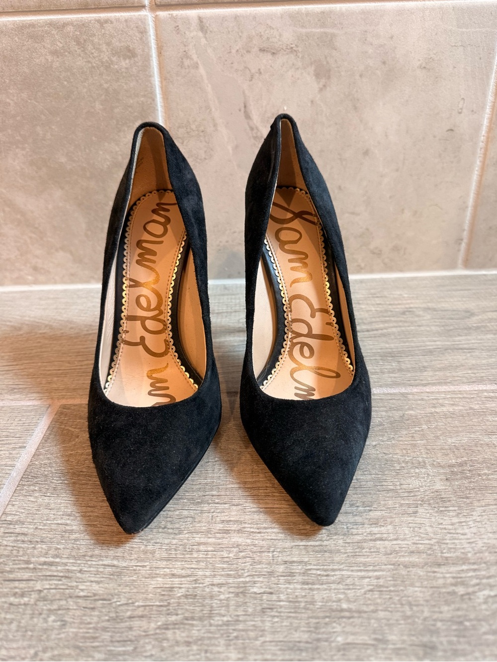 Sam Edelman Black Suede Pointed Toe Pumps